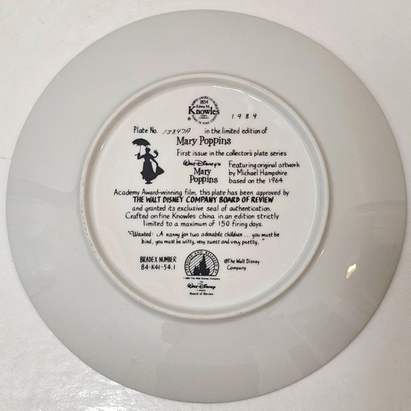 Walt Disney Mary Poppins 1989 Decorative Plate #13847A - Picture 5 of 8